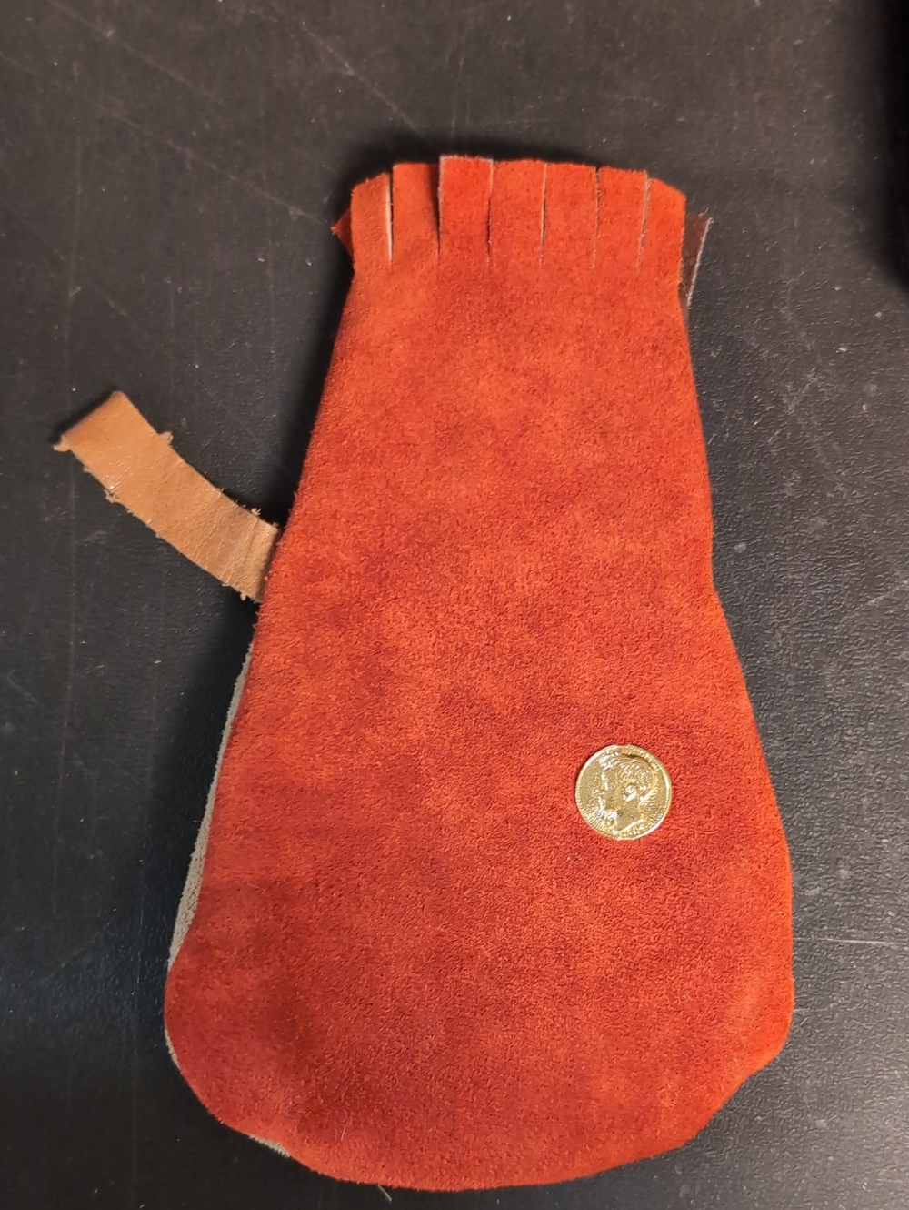 Suede Fringe Coin Pouch - Orange Brown Tan 1970s Made In Spain